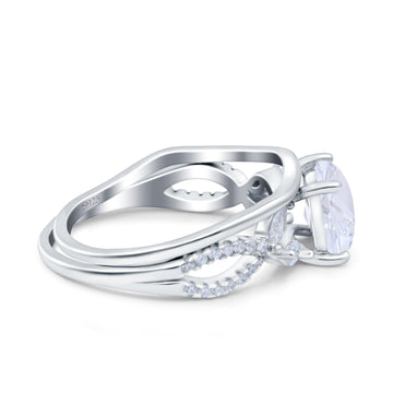 Two Piece Art Deco Princess Cut Wedding Bridal Ring Simulated Cubic Zirconia 925 Sterling Silver